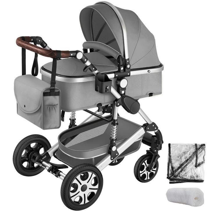 Combi-kinderwagen Mats, opvouwbaar, 5-puntsgordel - grijs, Kinderen en Baby's, Kinderwagens en Combinaties, Verzenden