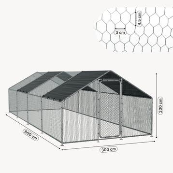 Kippenren Wels buitenren 3x8x2 m donkergroen pro.tec, Dieren en Toebehoren, Verzenden, Nieuw