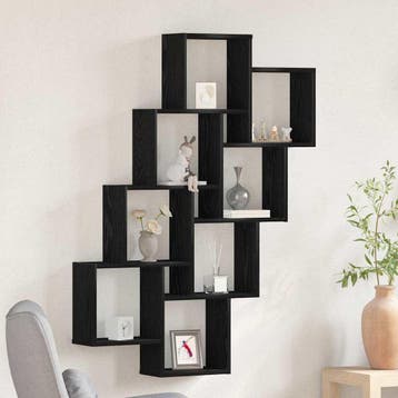 vidaXL Wandplank met plank Zwart Eiken 90 x 15 x 119,5 cm, Verzenden, Nieuw
