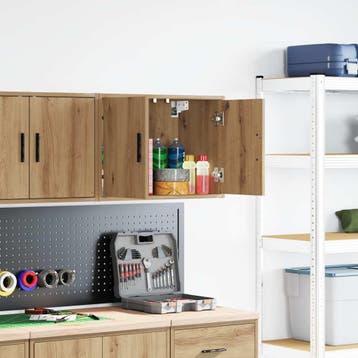 vidaXL Garage wandkast bewerkt hout ambachtelijk eiken, Verzenden, Nieuw