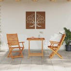vidaXL Vouw Bistro Set 3 pcs Bruin Massief Acaciahout, Verzenden, Nieuw, 3 zitplaatsen