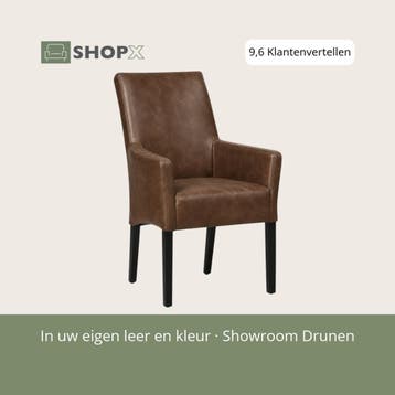 Leren eetkamerstoel Just met armleuning - Vintage Brown, Huis en Inrichting, Bruin, Bohemian, Eigentijds, Klassiek, Retro, Romantisch, Scandinavisch