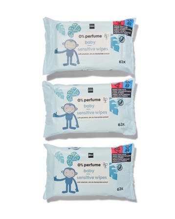HEMA Baby lotiondoekjes zonder parfum - 3x63 stuks, Verzenden, Nieuw