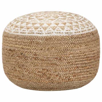 vidaXL Poef handgemaakt 45x30 cm jute wit, Verzenden, Nieuw