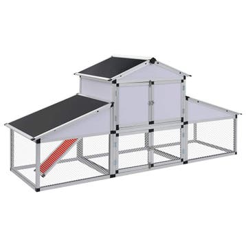 vidaXL Kippenhok met ren en nestkast aluminium, Verzenden, Nieuw