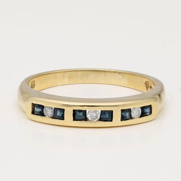 Ring - 14 karaat Geel goud Saffier - Diamant, Nieuw