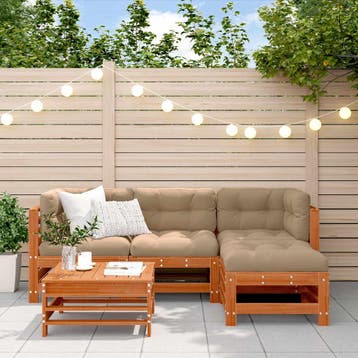 vidaXL Tuin loungeset 5 st Wasbruin Massief grenenhout, Verzenden, Nieuw, 5 zitplaatsen, Loungeset