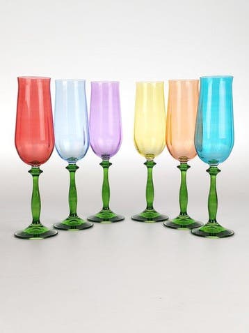 Secoloventesimo - Champagne fluitje (6) - Bloemen Kristallen