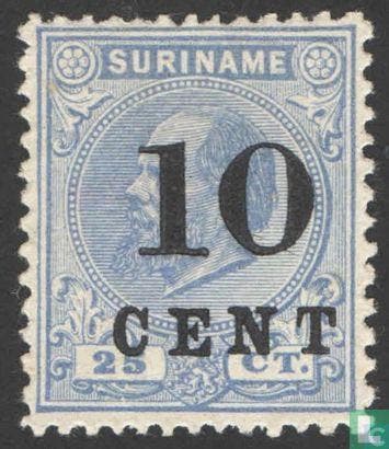 Suriname - Willem III, met opdruk - 1898, Verzenden, Postfris