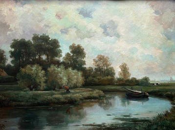 Maurits Weiland (XX) - Riviergezicht , jaagpad aan de Vecht