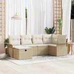 Tuin Sofa Set Met Kussen Met Opslag 6 Pcs Poly Riet - Beige, Verzenden, Nieuw