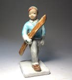 Margit Izsépy - sculptuur, Art Deco Skiing boy Sculpture -, Antiek en Kunst