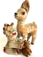 Ree , Ezel & klein Hondje - Teddybeer - 1950-1960 -, Antiek en Kunst, Antiek | Speelgoed