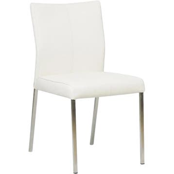 Leren eetkamerstoel Basic - Toledo Bianco (gebroken wit) -, Huis en Inrichting, Stoelen, Wit, Nieuw, Leer, Ophalen of Verzenden