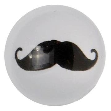 Fako Bijoux - Click Button - Glas - Zwart/Wit Snor Zwart, Verzenden, Nieuw
