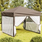 vidaXL Partytent inklapbaar met zijwanden 3x3 m taupe, Verzenden, Nieuw, Partytent