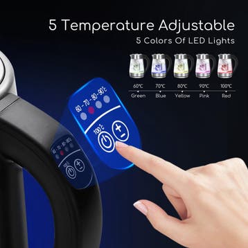 Waterkoker met temperatuurregeling - RVS - met LED - 1.7L -, Verzenden, Zo goed als nieuw