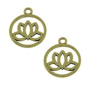 10 x Metaal Bedel Lotus Bronz 20x3 mm (Bedels), Ophalen of Verzenden, Nieuw, Bedel