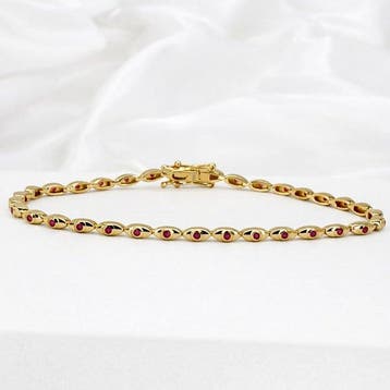 Zonder minimumprijs - Armband Verguld Robijn - Diamant -, Nieuw