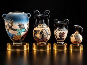 Lot de 4 vases grecs artisanaux – Rhodes – décors