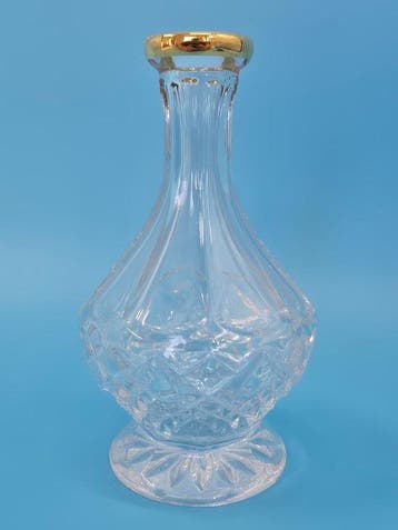Karaf - Eleganter Kristallglas Dekanter mit Goldrand – Edle