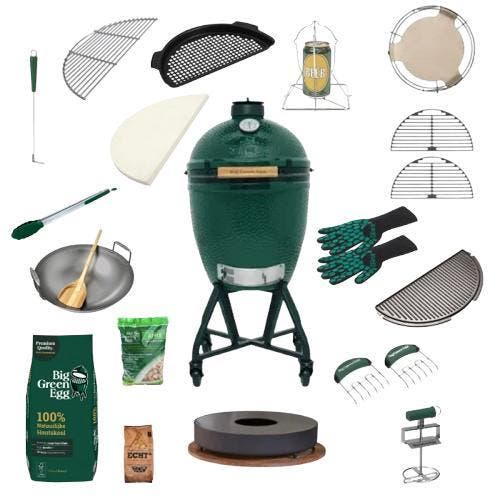 Big Green Egg Large Ultimate Set Integgrated Nest + Handler, Tuin en Terras, Houtskoolbarbecues, Met accessoires, Nieuw, Ophalen of Verzenden