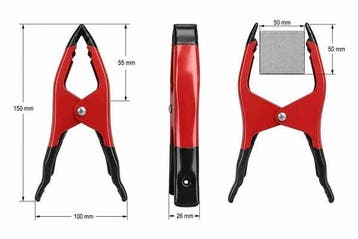 Zeilklem 15cm 150 mm metaal zwart/rood met beschermdoppen, Verzenden, Nieuw