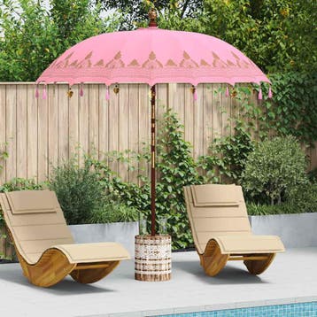 vidaXL Balinese parasol met basis Roze 215 x 215 x 260 cm, Verzenden, Nieuw, 2 tot 3 meter