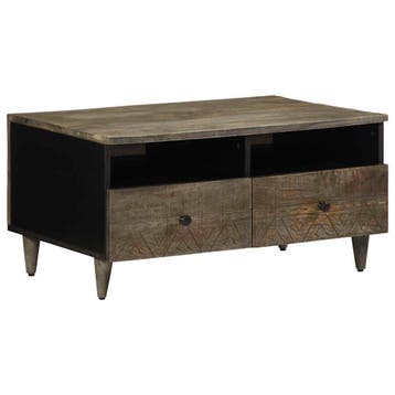 vidaXL Salontafel 80x54x40 cm massief mangohout lichtgrijs, 50 tot 100 cm, Verzenden, Nieuw, 50 tot 100 cm