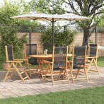 vidaXL Tuin eettafelset 7 pcs Zwart Massief Acaciahout, Verzenden, Nieuw
