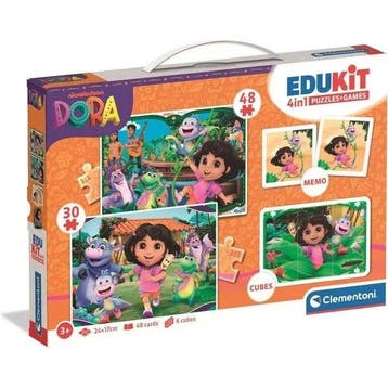 CLEMENTONI - Edukit 4 in 1 - Dora (puzzel, bordspellen), Verzenden, Nieuw