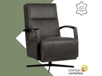 Leren draaifauteuil Award - Kenia Antracite (grijs) -, Nieuw, Ophalen of Verzenden, 50 tot 75 cm, Industrieel, Modern