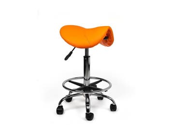 Zadelkruk Oranje - Standaard Zithoogte met Voetsteun, In hoogte verstelbaar, Nieuw, Kunststof
