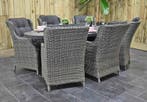 Akron Ovale Tafel 220 Keramischblad Dark Grey met 6 Darwin D, 6 zitplaatsen, Nieuw, Wicker, Tuinset