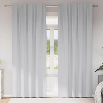 vidaXL Zwart-out Gordijnen met Ringen 2 st Bleekgrijs 225 x, Verzenden, Nieuw, Grijs