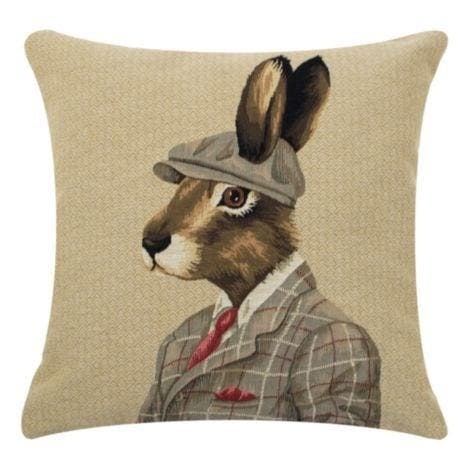 gobelin kussen jagers pet haas 45x45cm, Huis en Inrichting, Woonaccessoires | Overige, Verzenden