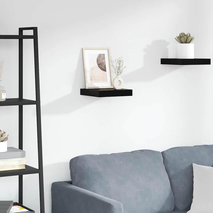 vidaXL Wandschap zwevend 23x23,5x3,8 cm MDF hoogglans zwart, Huis en Inrichting, Woonaccessoires | Wandplanken en Boekenplanken