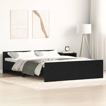 vidaXL Bedframe zonder matras 140x200 cm bewerkt hout zwart, Bruin, Verzenden, 140 cm, 200 cm