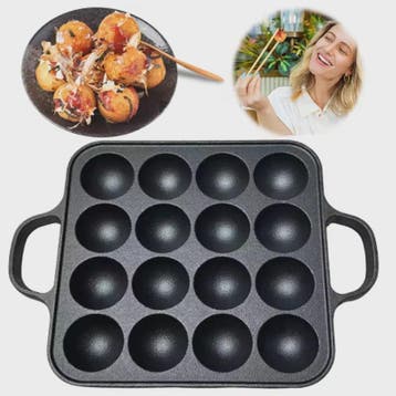 Gietijzeren Takoyaki Pan met 16 Holtes - Non-Stick Octopus B, Verzenden, Nieuw