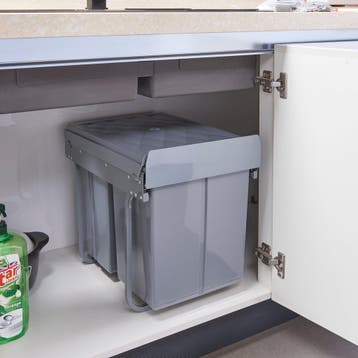 Inbouw prullenbak Froland 2x10 en 1x20 liter 48x34x42 cm gri, Huis en Inrichting, Woonaccessoires | Prullenbakken, Verzenden, Nieuw