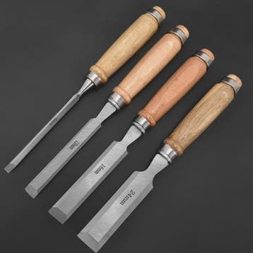 Professionele Houtsnijbeitel Set (4 stuks) - 6/12/18/24mm, C, Verzenden