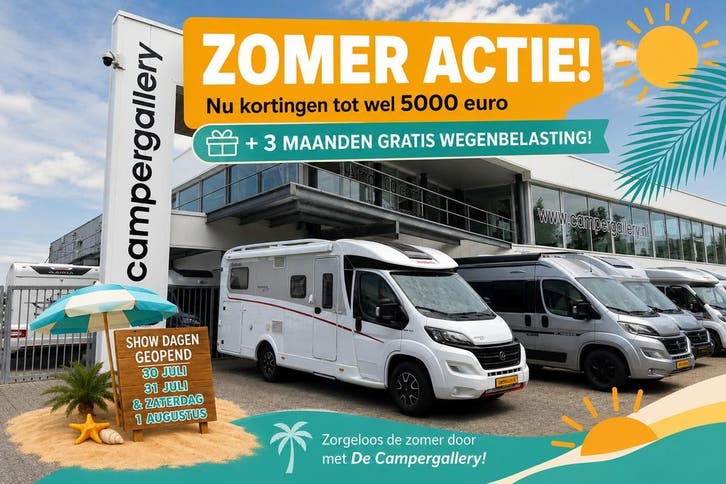 Zomeractie: kortingen tot wel €5.000 + 3 maanden cadeau!, Caravans en Kamperen, Campers