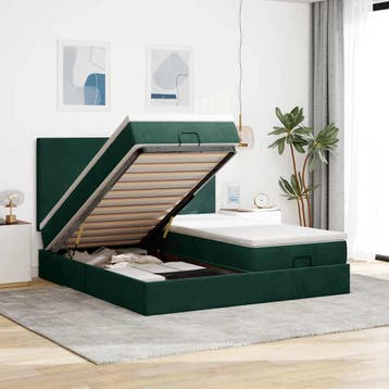 vidaXL Ottoman bed met matrassen en LEDs 160x200cm fluweel, Verzenden, 200 cm, Stof, 160 cm