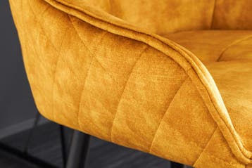 Design barkruk EUPHORIA mosterdgeel fluweel zwart metalen, Ophalen of Verzenden, Nieuw