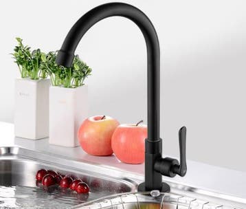 Elegante mat zwarte koud water kraan, Doe-het-zelf en Verbouw, Sanitair, Verzenden, Nieuw, Kraan