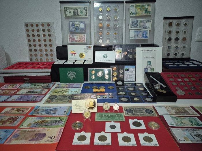 Wereldcollectie met zilveren munten, proofsets, Amerikaanse, Postzegels en Munten, Munten | Europa | Niet-Euromunten