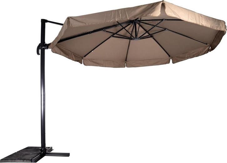 Zweefparasol Virgo Taupe Ø350 cm, Tuin en Terras, Parasols, Zweefparasol, Nieuw, 3 tot 4 meter, Kantelbaar, Ophalen of Verzenden