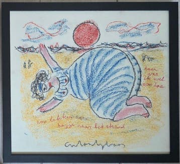 Anton Heyboer (1924-2005) - Baddames aan het strand
