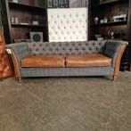 3-Zits bank Chesterfield, Geranium, grijs, Huis en Inrichting, Banken | Bankstellen, Nieuw