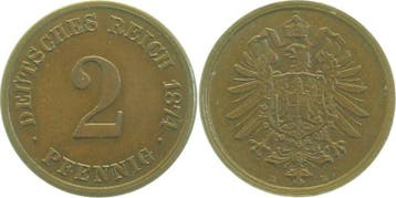 Duitsland 2 Pfennig 1874 E J 002 Kaiserreich, Verzenden